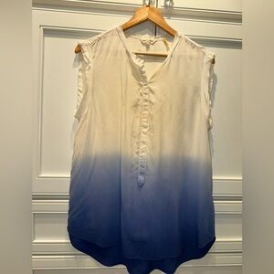 Rebecca Taylor Silk Sleeveless Cream and Blue ombré blouse